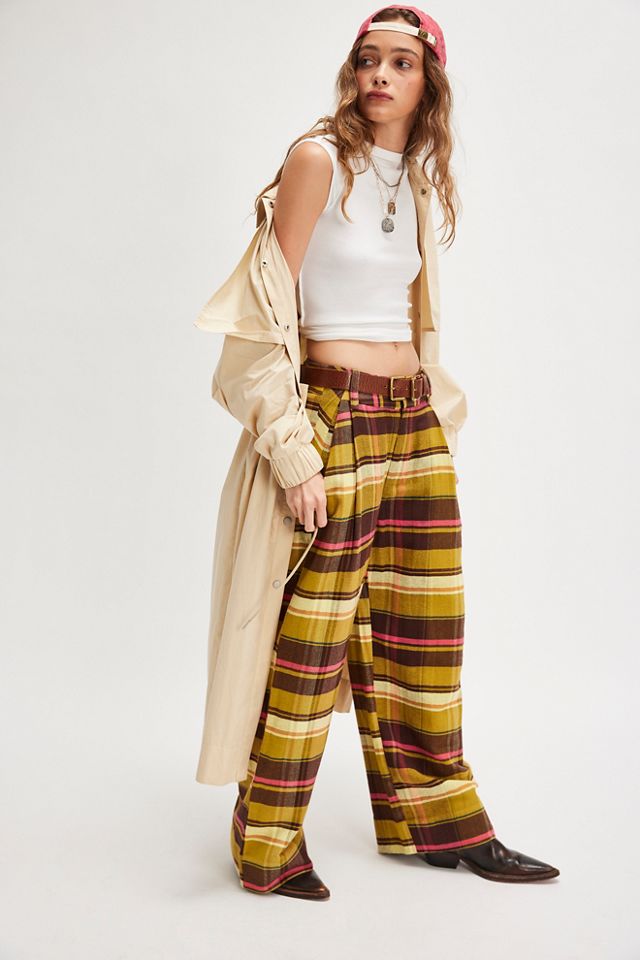 Buckle Back Plaid Trousers #3