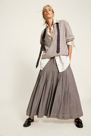 53rd Street Tailored Maxi Skirt at Free People in Shale Combo, Size: US 0