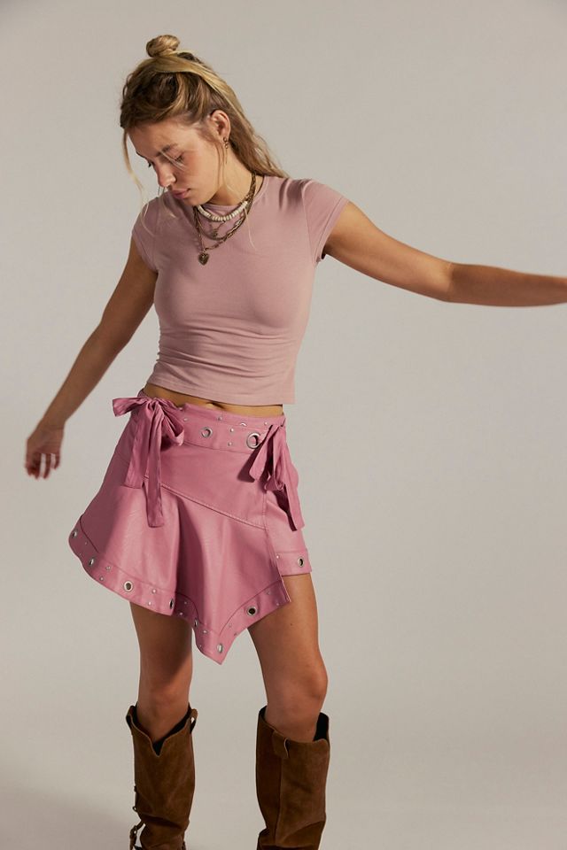 We The Free Cassis Vegan Leather Wrap Skirt | Free People