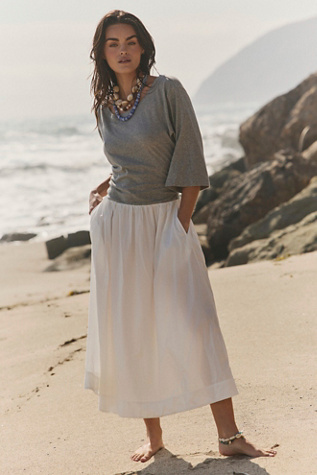 Sunlit Chic Midi Dress by free-est at Free People in Grey, Size: XS