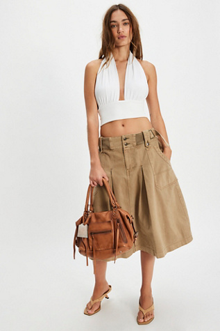 Sunday Sweetheart Midi Skirt by Free People in Tan, Size: US 0