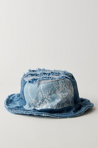 Distressed Denim Bucket Hat at Free People in Blue