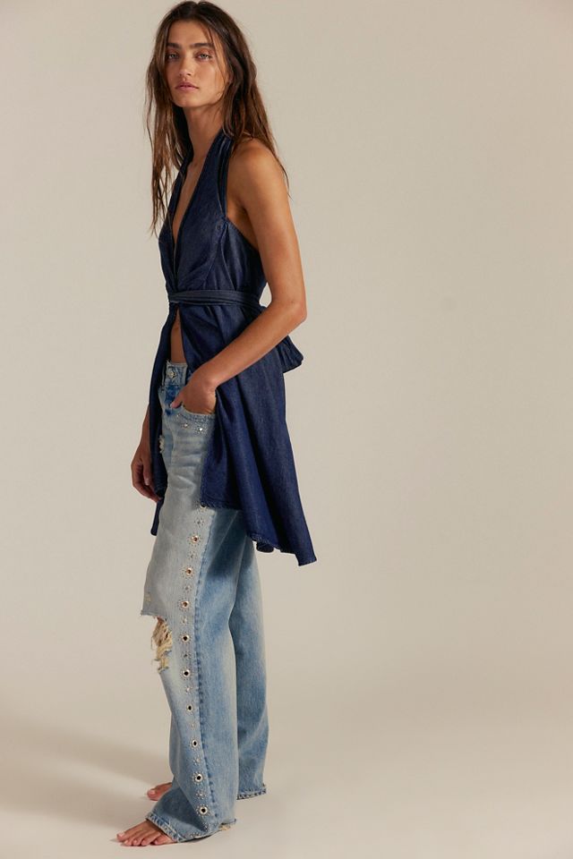 We The Free Endless Nights Denim Convertible Skirt #6