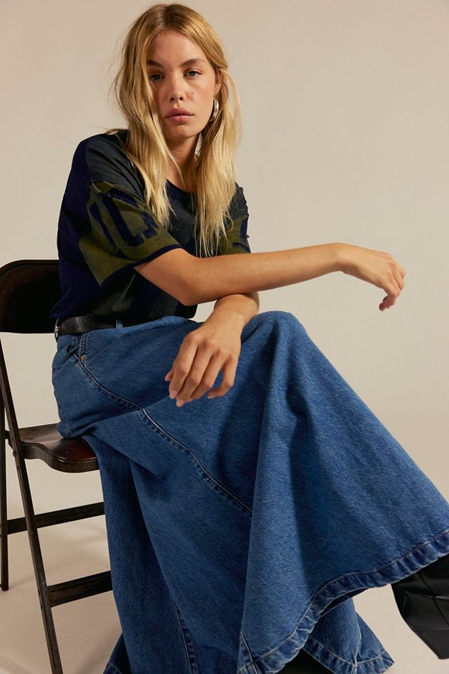 We The Free Sidney Denim Circle Maxi Skirt #2