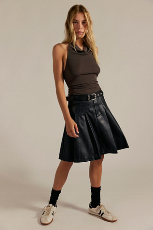 We The Free Vegan Pleated Midi Skirt at Free People in Black, Size: US 10