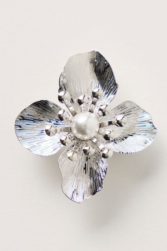 Pince à cheveux fleur et perle Ficcare #1