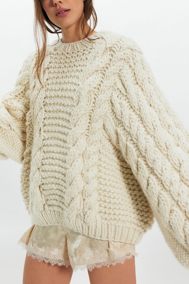 Mr Mittens T Sleeve Cable Knit Wool Sweater | Free People