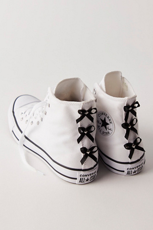 Chuck Taylor All Star Bows & Studs High-Top Sneakers by Converse at Free People in White, Size: US 5 M