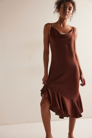 Cool Again Midi Slip by Intimately at Free People in Spiced Chocolate, Size: Small