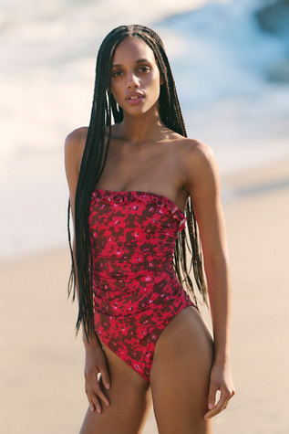Rhythm Ruffle Strapless One Piece Swimsuit