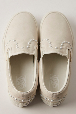 Vans Pearl Platform Slip-Ons at Free People in White, Size: US 5.5 M