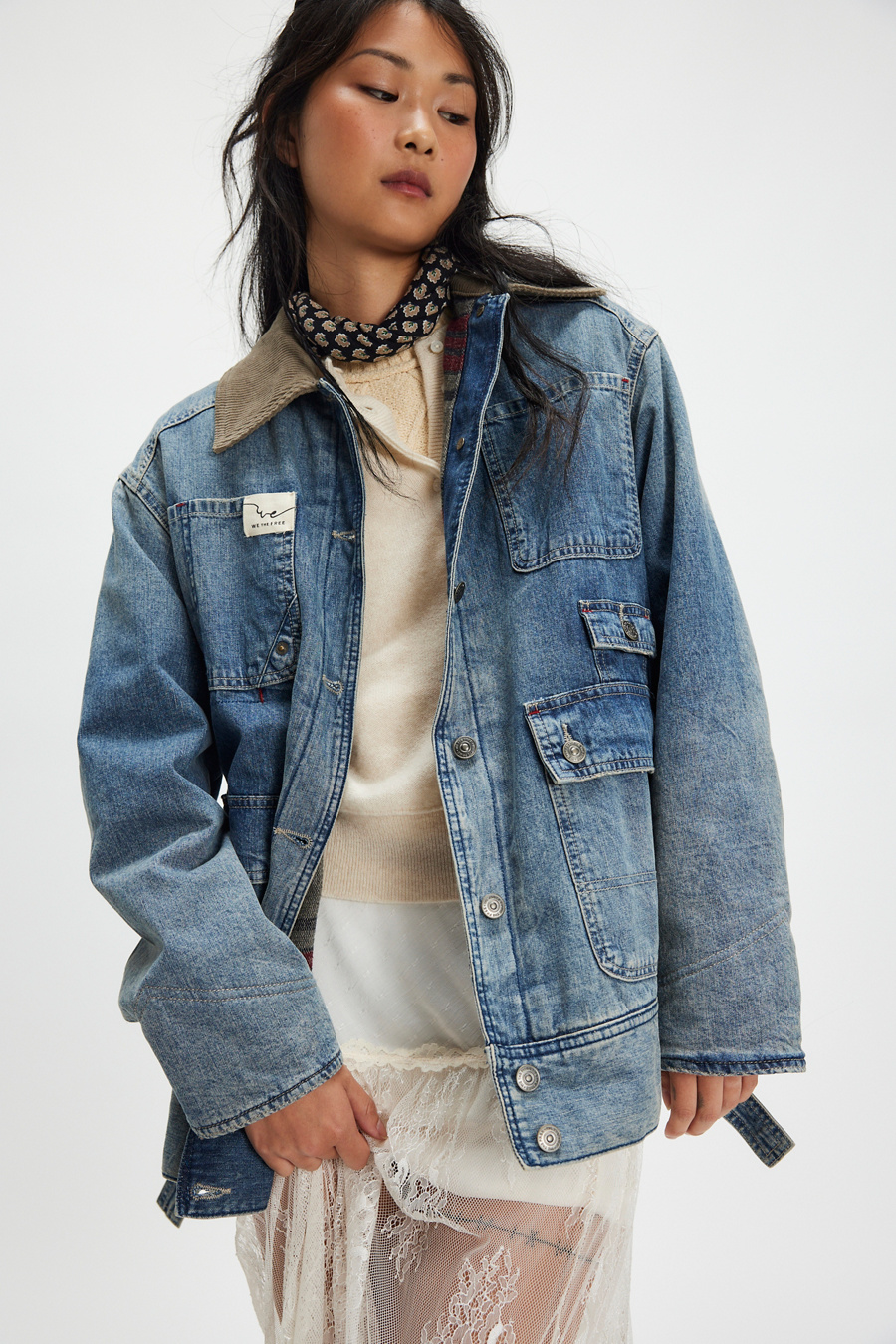 We The Free Sweet Talk Denim Barn Coat