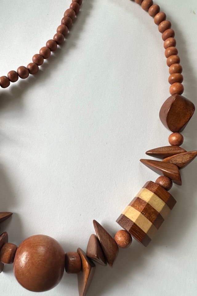 Vintage Carved Wood Statement Necklace Selected by Grievous Angel Vintage #2
