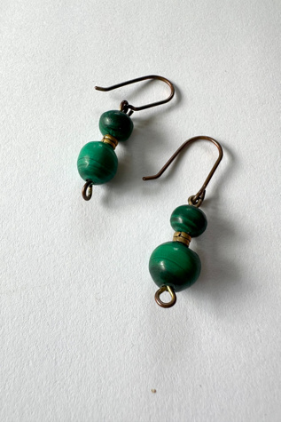Vintage Malachite Dangle Earrings Selected by Grievous Angel Vintage