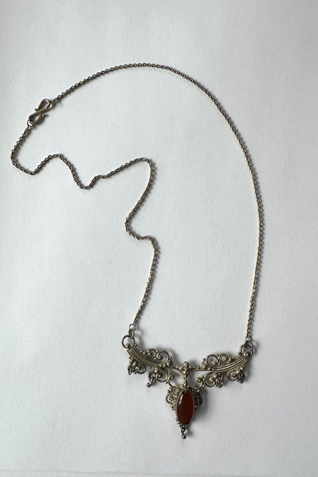 Vintage Sterling Silver and Amber Statement Necklace Selected by Grievous Angel Vintage #2
