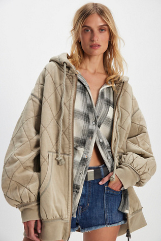 We The Free Quilted Cardigan at Free People in Tan, Size: M