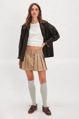 Женская юбка Citizens of Humanity Pleated Twill Mini, цвет: Хаки — фото 3