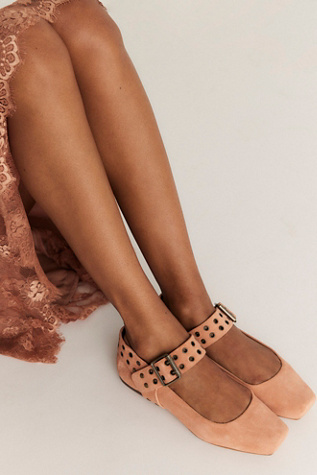 Maggie Mary Jane Flats by Free People in Rose Suede, Size: US 6
