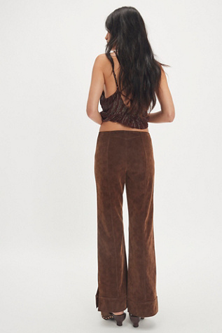 We The Free Glow Up Vegan Suede Trousers at Free People in Shaved Chocolate, Size: US 6