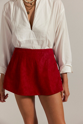We The Free Paradise Found Suede Skort at Free People in Rhythmic Red, Size: Large