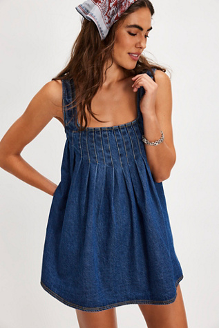 Katie Denim Tunic by Free People in Blue, Size: M