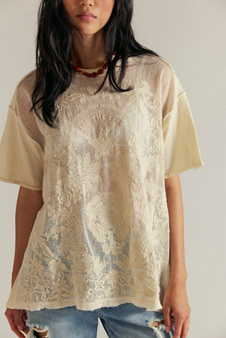 We The Free Stitch And Stars Tee at Free People in White, Size: S