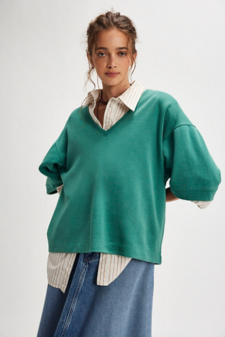 We The Free Tell Me Why Tee at Free People in Bottle Green, Size: Small