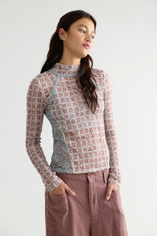 Lyric Sheer Lace Long Sleeve Turtleneck Top