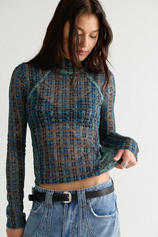 Lyric Sheer Lace Long Sleeve Turtleneck Top