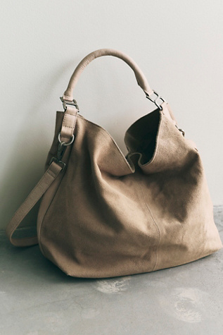 Suzie Suede Slouch Tote at Free People in Stone