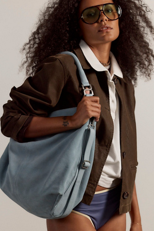 Suzie Suede Slouch Tote Bag by Free People in Blue