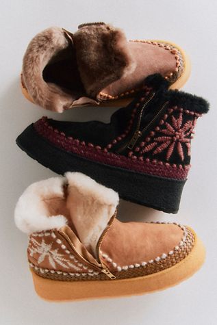 Setsu Platform Floral Stitched Boots