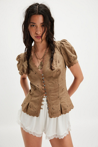 Blouse à œillets Belle par Free People en Dutch Cocoa, pour femme