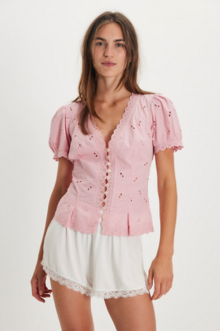 Ella Moss Women's Eyelet Ruffle Sleeve Keyhole Blouse – New With Tags