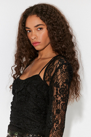 Женский топ Free People Paloma Lace, цвет: Чёрный — фото 3