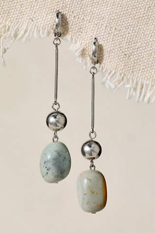 Check Mate Semiprecious Stone Drop Earrings by Free People in Green