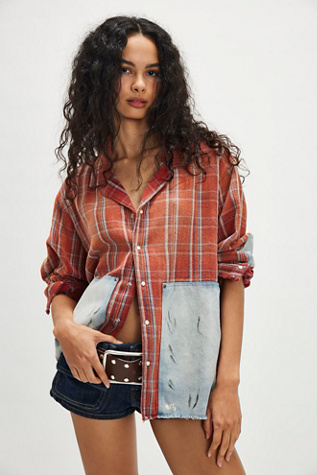 Found Plaid Denim Work Shirt