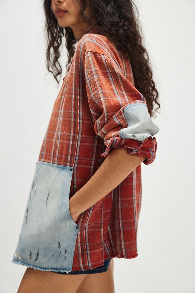 Found Plaid Denim Work Shirt #3