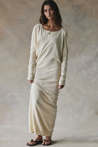 Hollis Sweater Midi Dress by free-est at Free People in Oatmeal Sands Combo, Size: XS