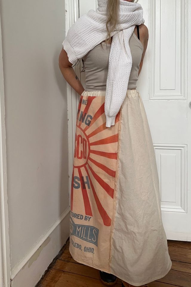 Vintage Handmade Feed Bag Skirt with Pocket Selected by KA.TL.AK #3
