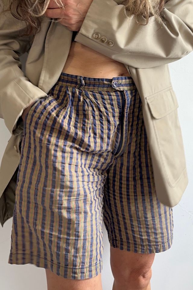 Vintage Preppy Cotton Poppy Plaid Bermuda Shorts with Pockets Selected by KA.TL.AK #1