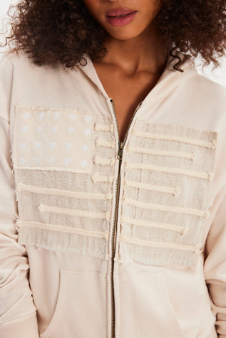 Tricia Fix Flag Zipper Hoodie at Free People in White, Size: XS