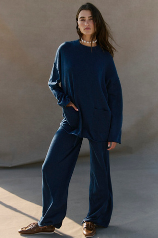 Nori Cotton-Linen Set by free-est at Free People in Blue, Size: S