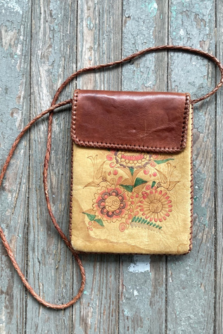 Vintage 1970s Hand Painted CHAR Leather Bag Selected by Cherry