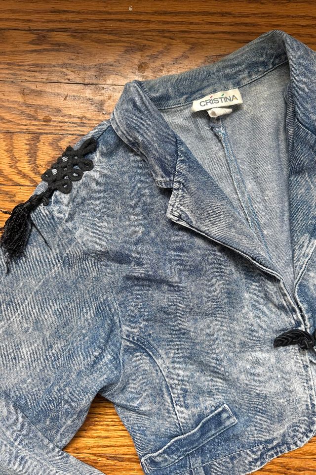 Vintage 1980s Acid Wash Bolero Jacket with Tassels Selected by Cherry #3