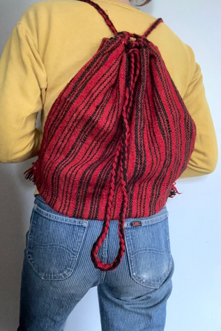 Vintage 1960s Woven Drawstring Backpack Selected by Cherry