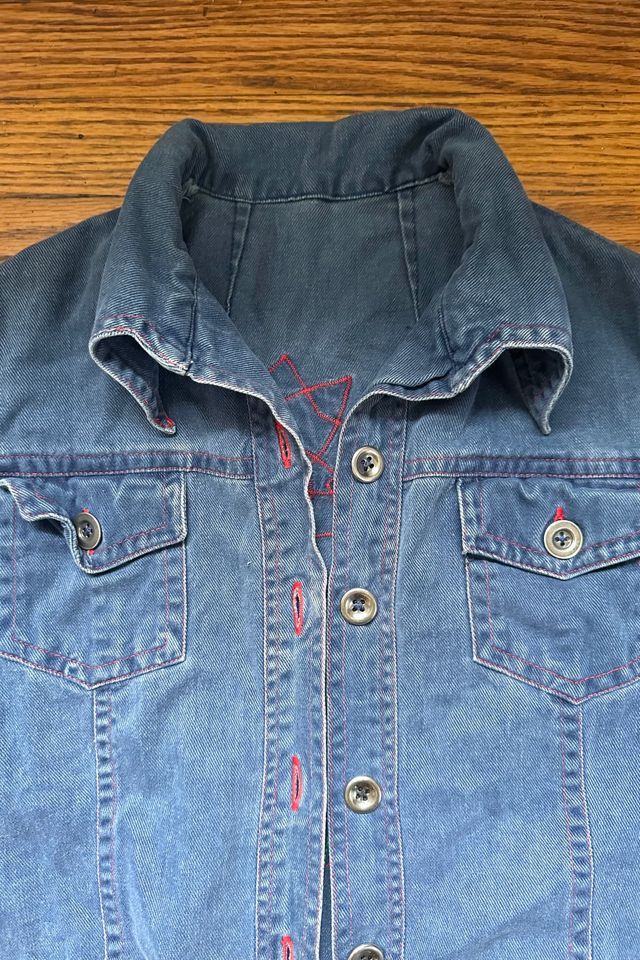 Vintage 1970s Brushed Denim Jacket with Patchwork Appliqué Selected by Cherry #2