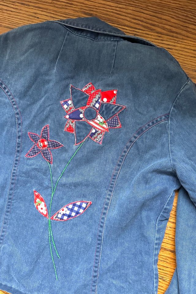 Vintage 1970s Brushed Denim Jacket with Patchwork Appliqué Selected by Cherry #3
