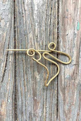 Vintage 1980s Artisan Hand Wrought Metal Pin Selected by Cherry