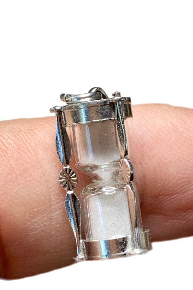 Vintage Sterling Kiss Timer Hourglass Pendant Selected by Lux Revival #1